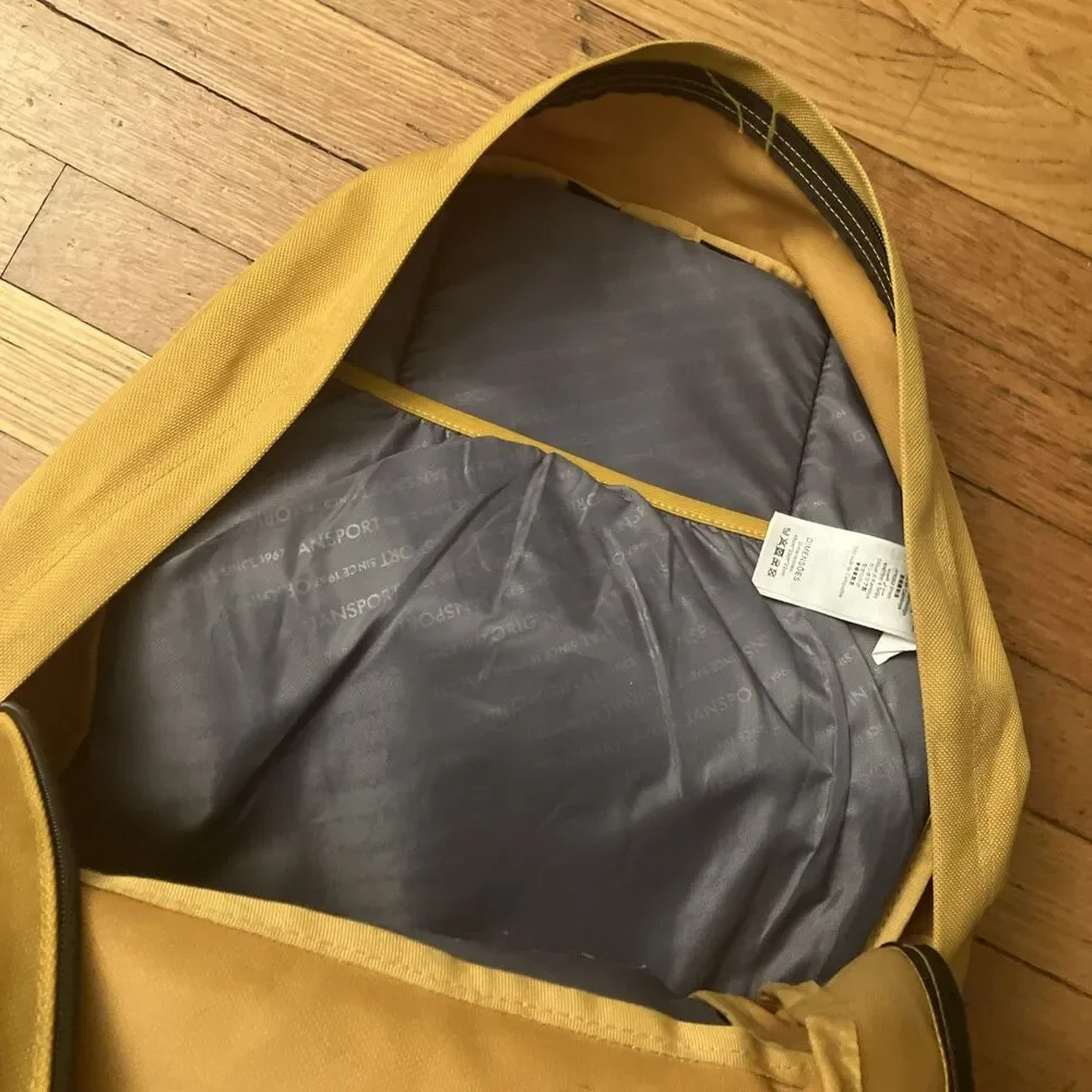 Jansport Right Pack Backpack Mustard Yellow Leather Bottom 18”